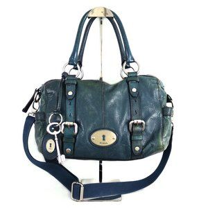 FOSSIL Maddox Dark Teal Leather Satchel